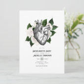 White Floral Gothic Bachelorette Party Kaart (Staand voorkant)