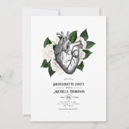 White Floral Gothic Bachelorette Party Kaart