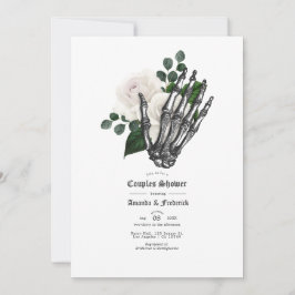 White Floral Gothic Wedding Couples Shower Kaart