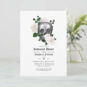 White Floral Gothic Wedding Rehearsal Dinner Kaart (Staand voorkant)