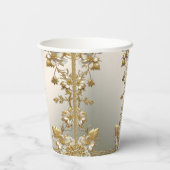 White Floral Goud Papieren beker (Achterkant)