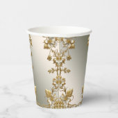 White Floral Goud Papieren beker (Rechts)