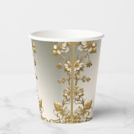 White Floral Goud Papieren beker