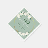 White Floral Green Chinoiserie 40th Jubileum Servet (Hoek)
