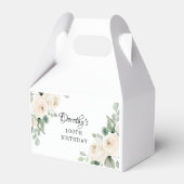 White Floral Green Eucalyptus 100th Birthday Bedankdoosjes (Achterkant)