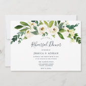 White Floral Green Leaf Rehearsal Dinner Invite Kaart (Voorkant)
