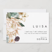 White Floral | Green Maid of Honor proposal card Kaart (Achterkant)
