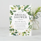 White Floral Green Wreath Modern Vrijgezellenfeest Kaart (Staand voorkant)