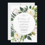 White Floral & Greenery 2 Wedding Invitation Kaart<br><div class="desc">Bereid je gasten voor op je geweldige bruiloft met je mooie White Floral & Greenery Wedding Invitations. Versie 2. Bekijk het Collectie White Floral & Greenery voor meer ontwerpkeuzes.</div>