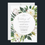 White Floral & Greenery 2 Wedding Invitation Kaart<br><div class="desc">Bereid je gasten voor op je geweldige bruiloft met je mooie White Floral & Greenery Wedding Invitations. Versie 2. Bekijk het Collectie White Floral & Greenery voor meer ontwerpkeuzes.</div>