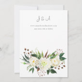 White Floral & Greenery 2 Wedding Invitation Kaart (Achterkant)
