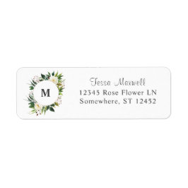 White Floral & Greenery 3 Return Address Label