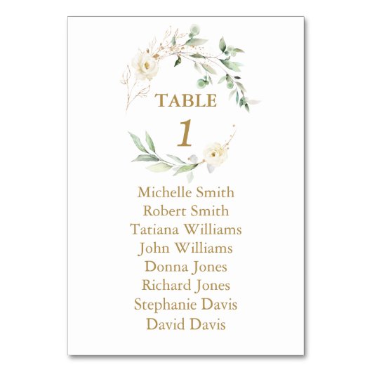  White Floral Greenery Baptism Seating Chart   Kaart (Voorkant)