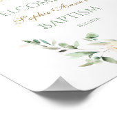 White Floral Greenery Baptism Welcome Sign Poster (Hoek)