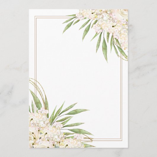 White Floral Greenery Botanical Elegant Wedding Kaart (Achterkant)
