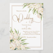 White Floral Greenery Botanical Elegant Wedding Kaart (Voorkant)