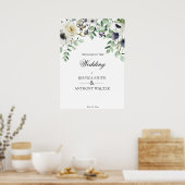 White floral greenery bruiloft welkomstbord poster (Keuken)