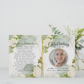 White Floral Greenery Celebration of Life Programm (Staand voorkant)