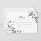 White Floral Greenery Elegant Wedding RSVP (Voorkant)