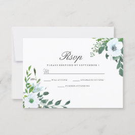 White Floral Greenery Elegant Wedding RSVP