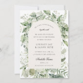 White Floral Greenery Foliage Boho Arch Wedding Kaart (Voorkant)