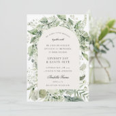 White Floral Greenery Foliage Boho Arch Wedding Kaart (Staand voorkant)