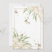 White Floral Greenery Gold Elegant Wedding Kaart (Achterkant)