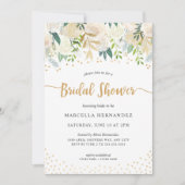 White Floral Greenery Gold Vrijgezellenfeest Kaart (Voorkant)