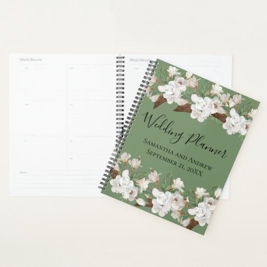 White Floral Greenery Magnolia Wedding Planner (Display)