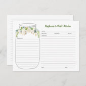 White Floral Greenery Mason Jar Recipe Kaarten (Voorkant / Achterkant)