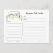 White Floral Greenery Mason Jar Recipe Kaarten (Voorkant)