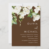 White Floral Greenery Modern Wedding Kaart (Voorkant)