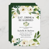 White Floral Greenery Rehearsal Dinner Kaart (Voorkant / Achterkant)