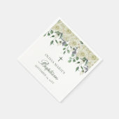 White Floral Greenery Simple Modern Baptisme Servet (Hoek)