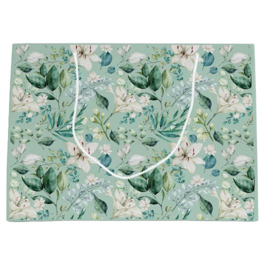 White Floral Greenery Vrijgezellenfeest Wedding Groot Cadeauzakje (Voorkant)