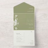 White Floral Greenery Wedding All In One Uitnodiging (Binnen)