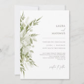 White Floral Greenery Wedding Kaart (Voorkant)