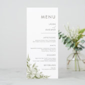 White Floral Greenery Wedding Menu (Staand voorkant)