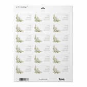 White Floral Greenery Wedding Return Address Etiket (Full Sheet)