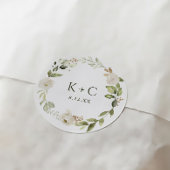 White Floral Greenery Wedding Ronde Sticker