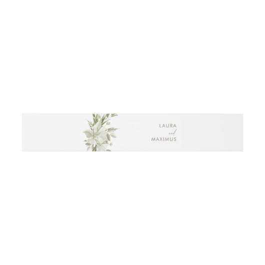 White Floral Greenery Wedding Uitnodigingen Wikkel (Vlak)