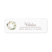 White Floral Greenery Wreats Return Address Labels (Voorkant)