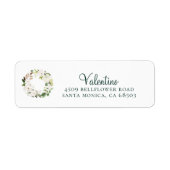 White Floral Greenery Wreats Return Address Labels (Voorkant)