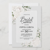 White Floral Grey Vrijgezellenfeest Kaart (Voorkant)