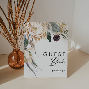 White Floral Guest Book Sign Poster
