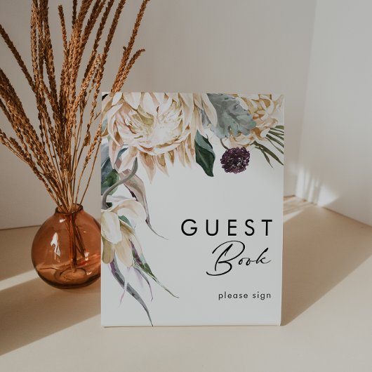 White Floral Guest Book Sign Poster
