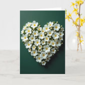 White Floral Heart Love Card Kaart (Gele Bloem)