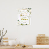 White Floral Heaven Baby shower Welkomstbord Poster (Keuken)