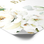 White Floral Heaven Baby shower Welkomstbord Poster (Hoek)