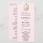 White Floral Herfst Pumpkin Pink Wedding Programme (Voorkant / Achterkant)